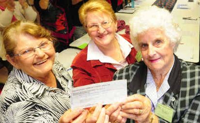 happy days: Celebrating the donation are, from left, Margaret Pearce, Irene Rowsell and Peggy Graham. happy days: Celebrating the donation are, from left, Margaret Pearce, Irene Rowsell and Peggy Graham.